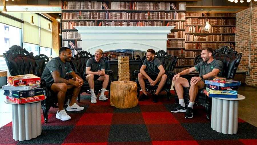 Newcastle United – Game for a laugh: Gordon, Wilson, Dummett at Gillespie take time out in Atlanta